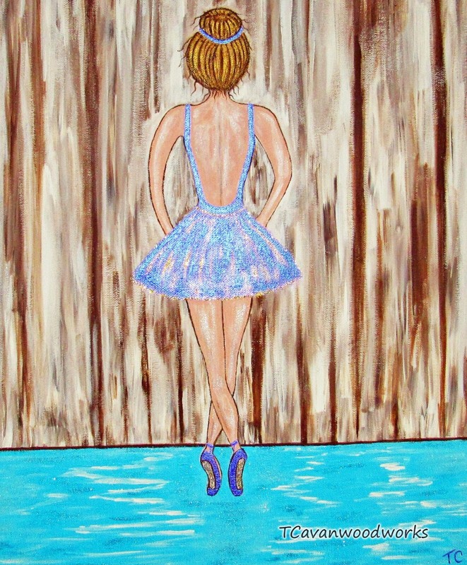 Ballerina dancer Painting Acrylic original canvas "Water Dancer" dance wall art  gallery