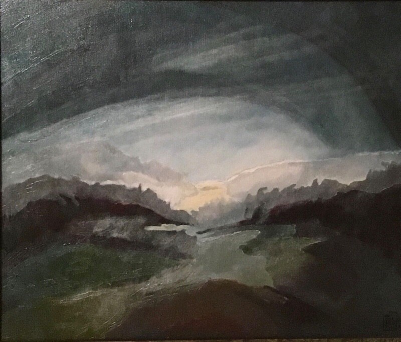 ORIGINAL SIGNED OIL PAINTING “NEW DAY” 17 1/2” X 15 1/4” CUSTOM FRAMED gallery