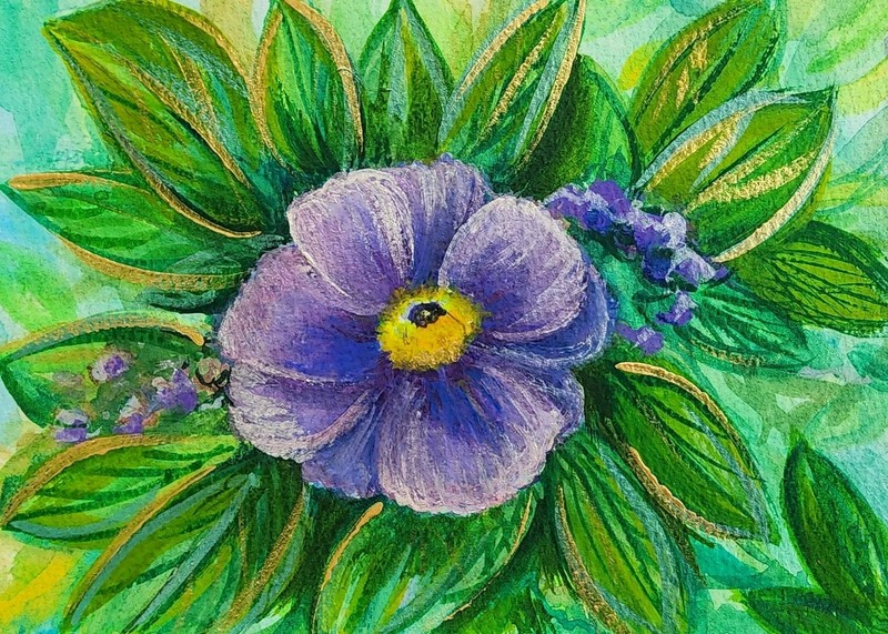 5″ × 7 » Original Watercolor Painting, Flower. ShineGoldenArt