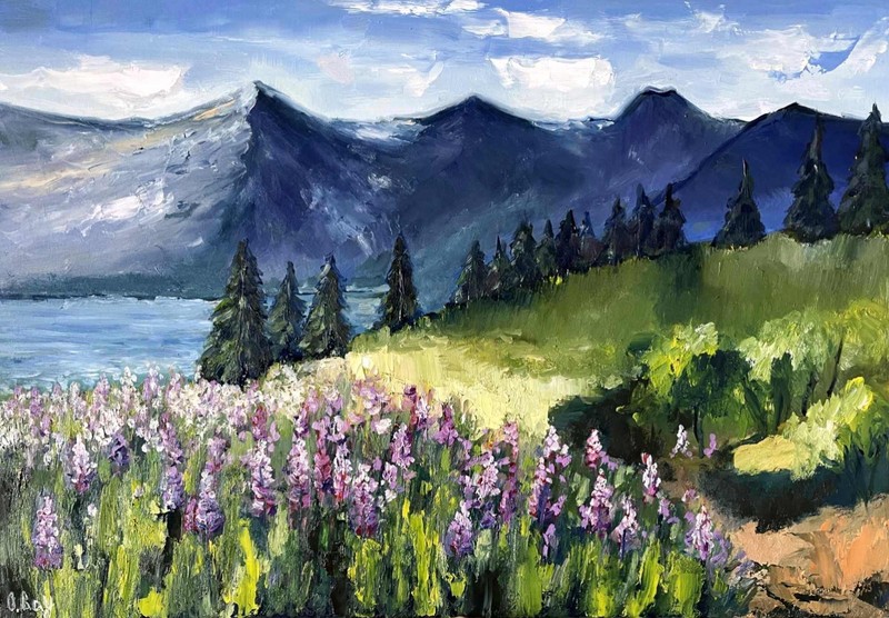 Rocky Mountains Painting Colorado Original Art Mountain Artwork 14×20″ signed