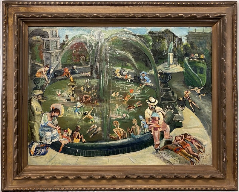 Important 1938 Dorothy Eisner Washington Square Park NYC Oil EXHIBITED Signed