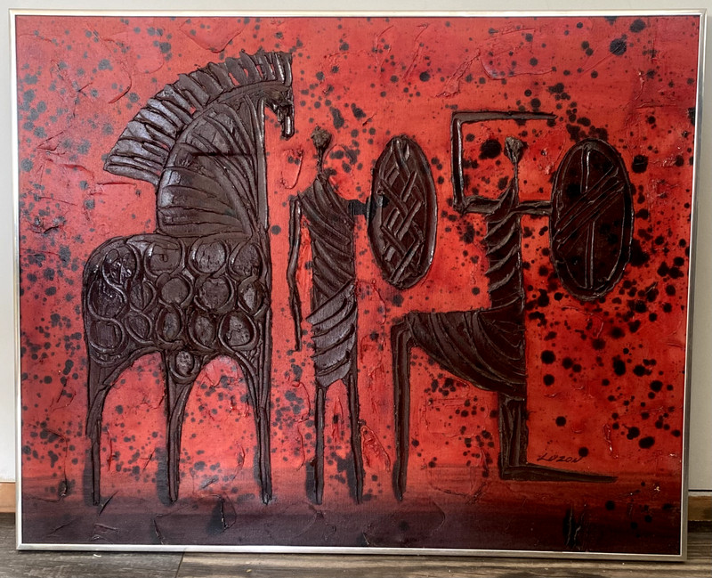 Luzon signed Oil on Canvas Impasto / Brutalist Style Painting