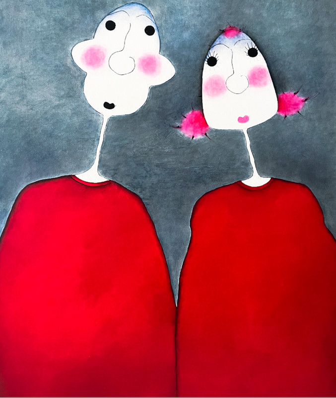 Original Beate Prahl, Hedda, Red, Acrylic on Canvas, 100 x 70