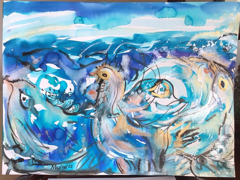 Ocean Life 2.Original Watercolor Painting