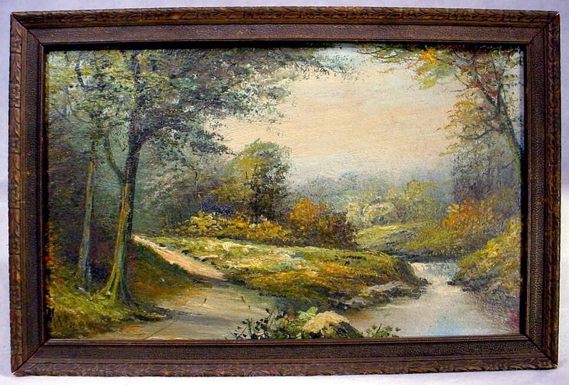 Antique ORIGINAL Signed FREDERICK MATZOW Landscape OIL PAINTING Handel Artist F.