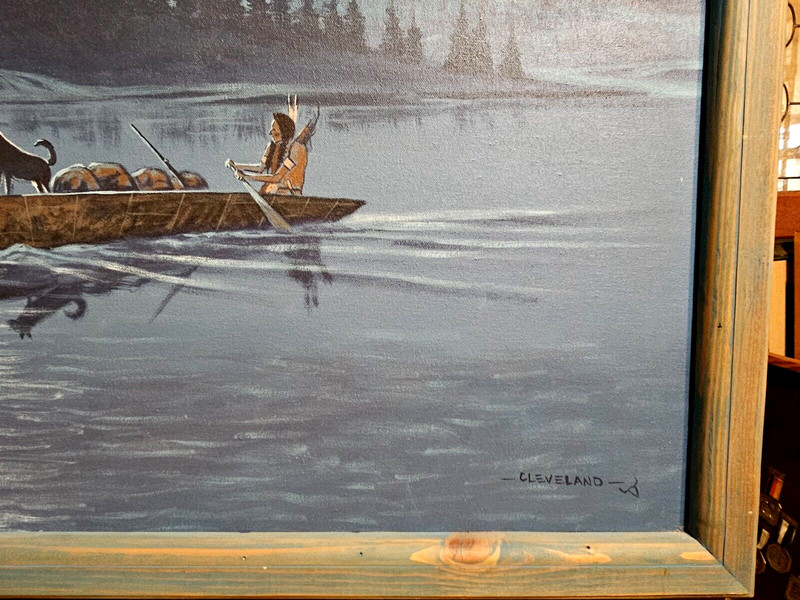 BEAUTIFUL Lrg O/C MOONSCAPE PAINTING MOUNTAIN LAKE NAVAJO ARTIST FRED CLEVELAND gallery