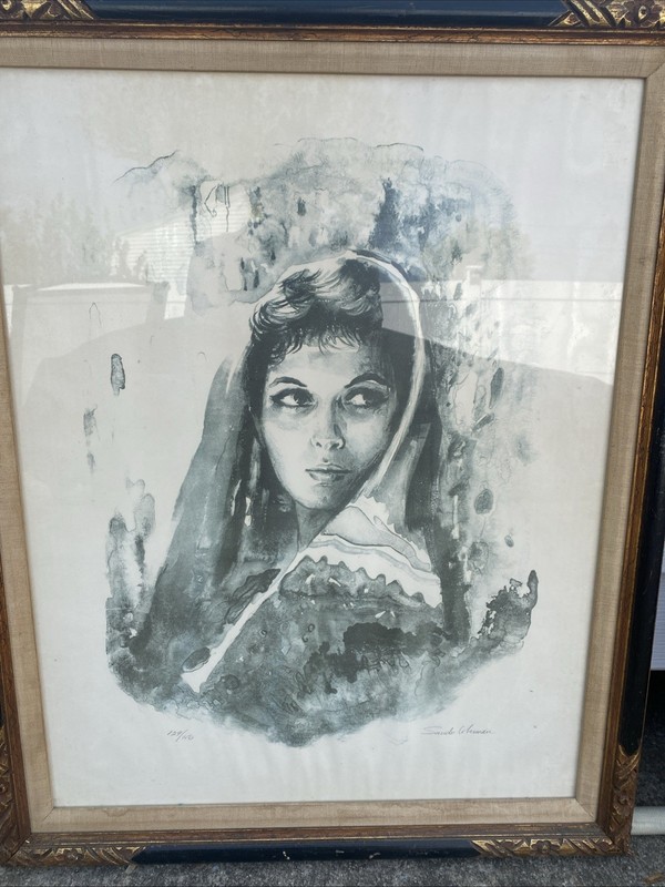 Portrait Of A Woman’’ By Saudu Lieberman AP Premium Hand Painted Frame In Gold