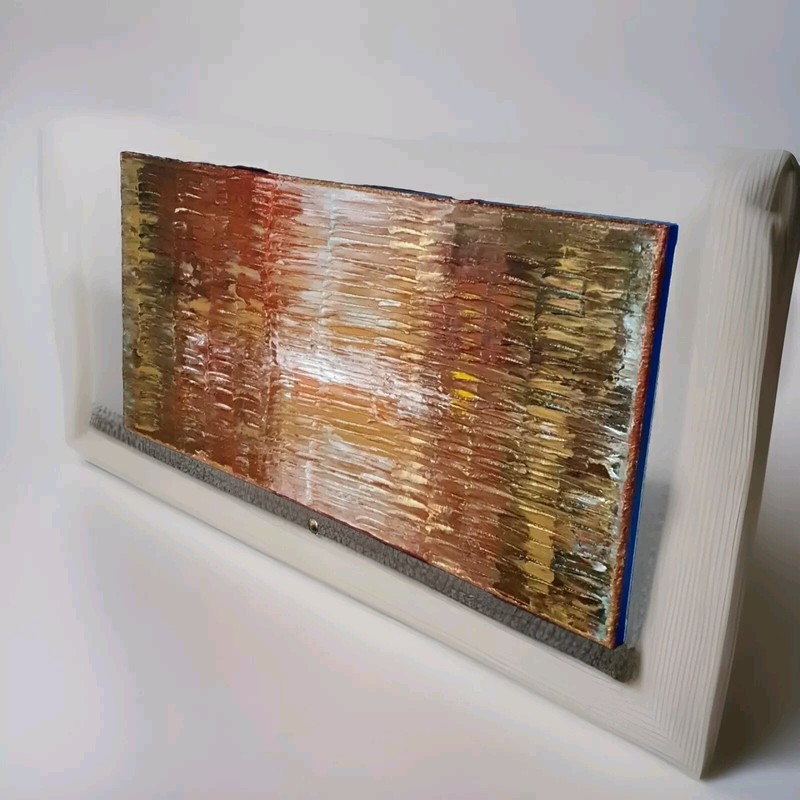 Modern Metallic See Vid Orig Rare Abstract Acrylic Painting Canvas 10×20