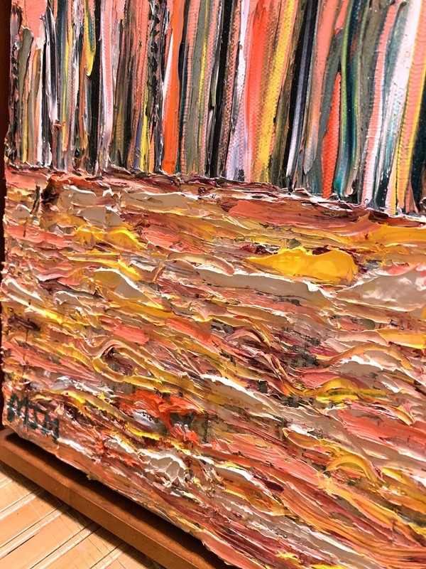 Original Artwork City Oil Painting "Urban Flow 2" by Matt Makela in Wood Frame gallery