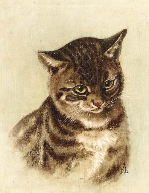Oil painting Ernest-Lawson-Portrait-of-a-Cat nice animal handmade in oil canvas