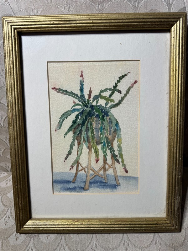 Lee Bradley «Thomas Jefferson Catcus» Watercolor Painting – Signed And Framed