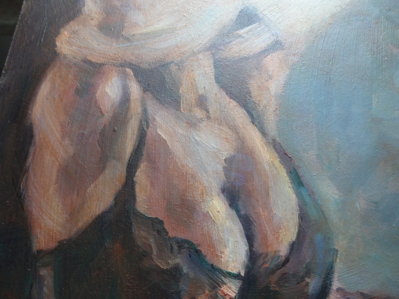 GERRY MILLER Artwork. "Undress". Oil paint on board. 30x40cm. No frame. gallery