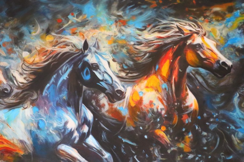 Galloping Freedom Original Oil Painting Horse Art by Khursheed Lahore Artist gallery