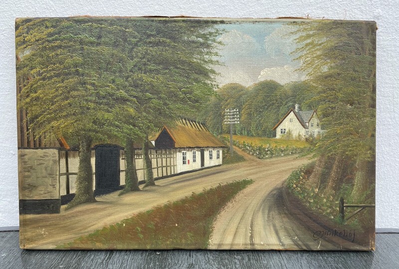 Unknown Painter Village Street With Landhäuser Deciduous Oil Painting Um 1920 gallery