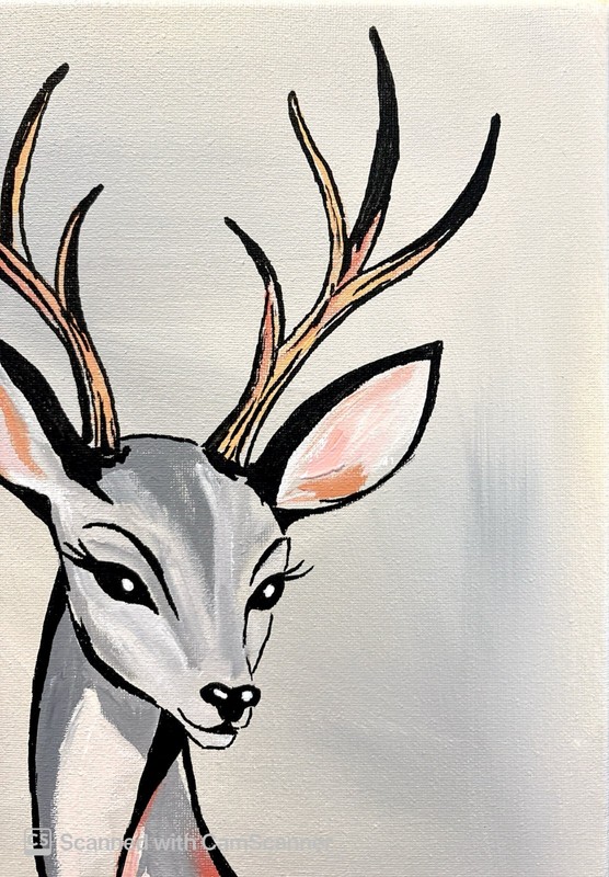 Stylized Deer Original Acrylic Painting 11x14 Signed Canvas Art gallery
