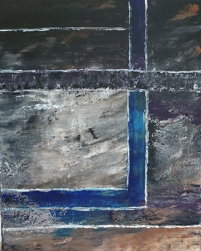 Original Abstract Painting with geometric texture in neutral tones gallery