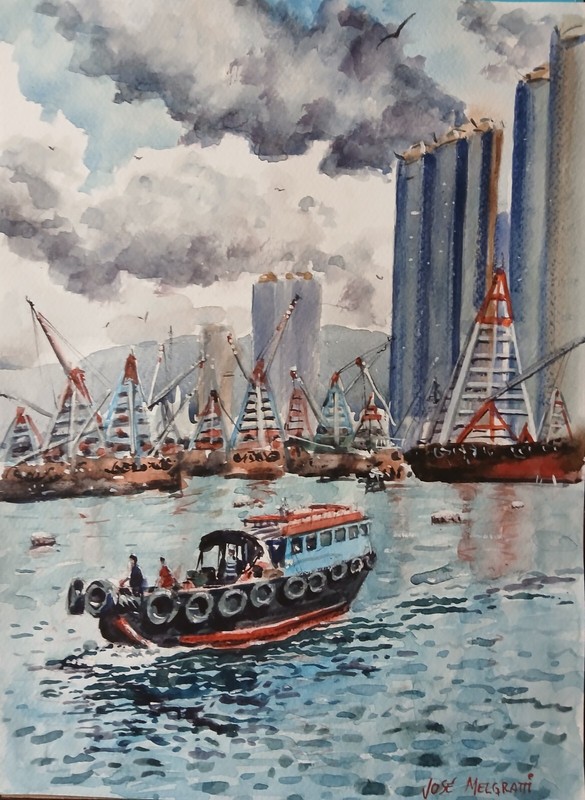 Original Watercolor Painting «Hong Kong» 11″ x 15″ NOT A PRINT