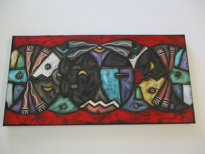 HOPI NATIVE AMERICAN INDIAN PAINTING SUN MOON CUBIST CUBISM MODERNISM TRIBAL