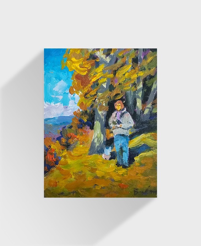 Oil painting View Ukrainian painter canvas Unframed original Decor landscape
