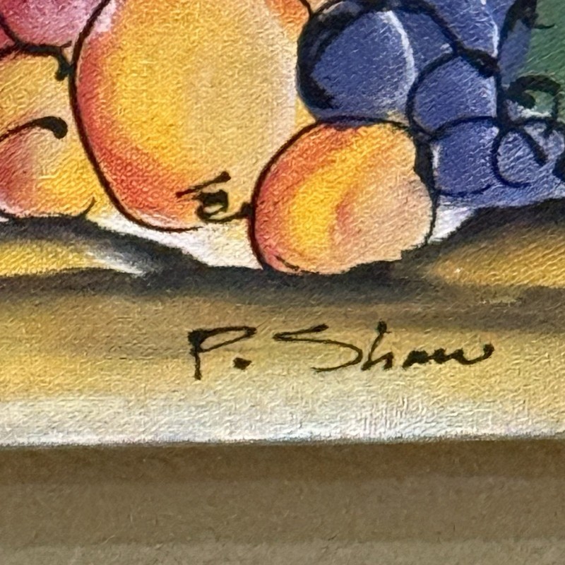 Vibrant Painting by P. Shaw w/Colorful Caribbean Market/measures 24” by 17.5” gallery