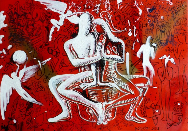 MARK KOSTABI Judgement Free Zone HAND SIGNED UNIQUE Original URBAN ART US ARTIST