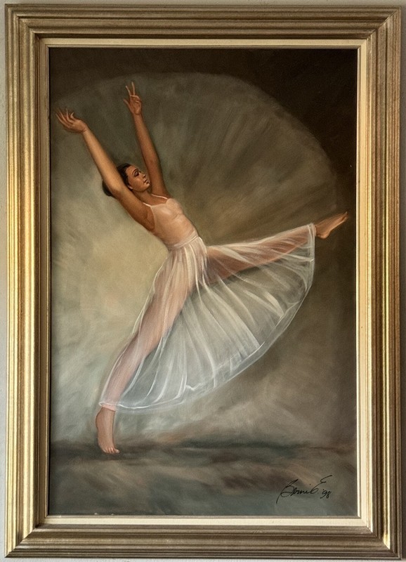GORGEOUS VINTAGE BALLERINA IMPRESSIONIST OIL PAINTING FIGURATIVE BALLET DANCER