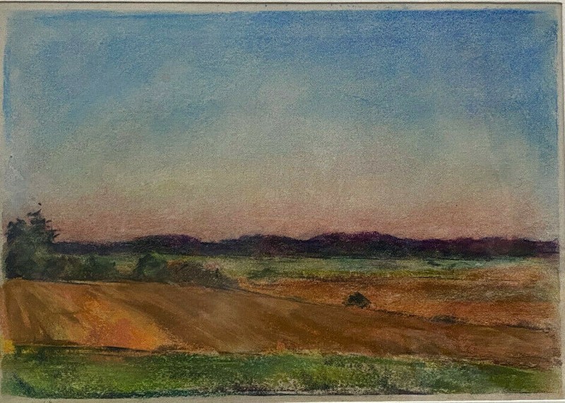 Franz Ehmke *1928 -2018 Berlin Blankenfelde View Mountains Pastel Signed