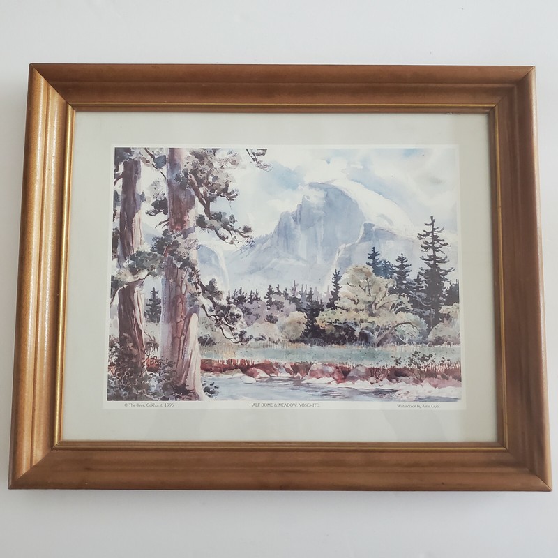 1996 Jane Gyer watercolor HALF DOME& MEADOW, YOSEMITE PRINT FREE SHIPPING