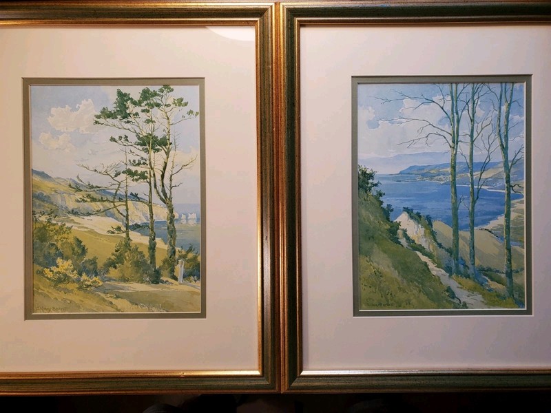 BRITISH SEASCAPE FRAMED WATERCOLORS (2-13″x16″) SIDNEY BARRETT