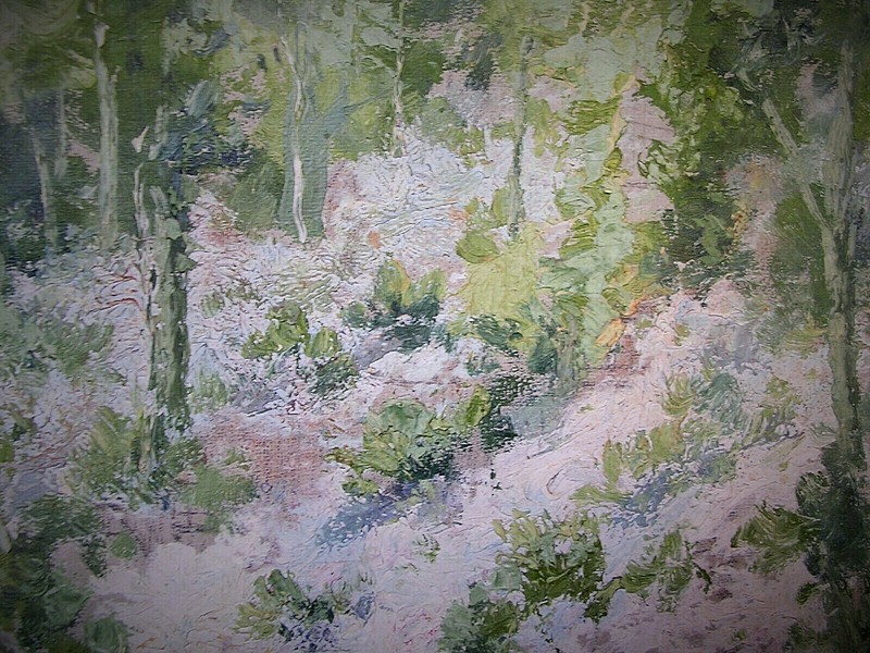 Gamaliel Waldo Beaman Impressionist oil/c Brookledge w/ Mountain laurel SIGNED! gallery