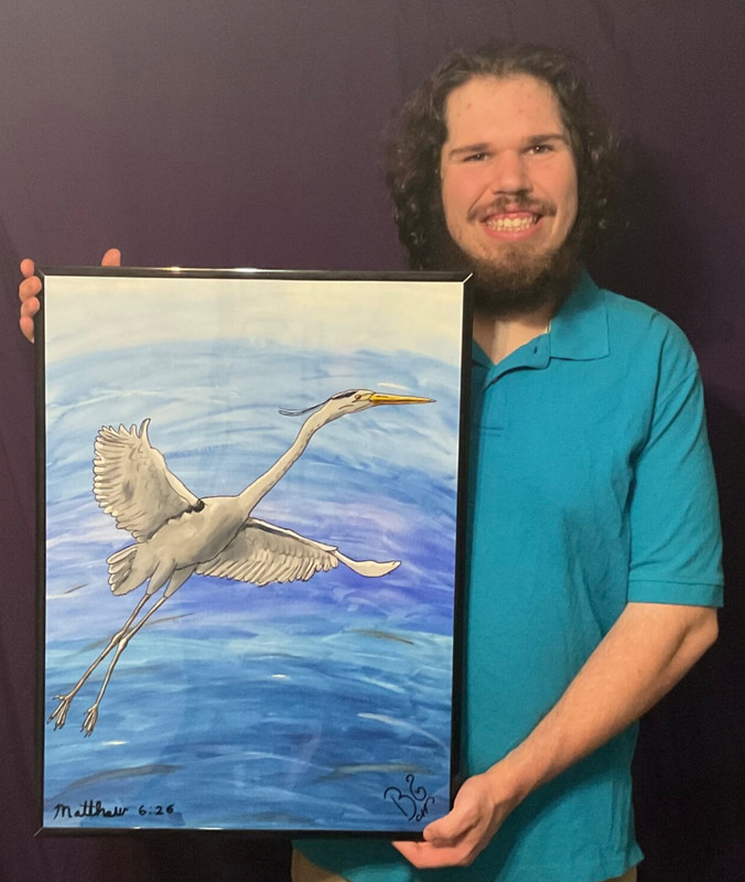 Great Blue Heron Cel Art 18×24 Framed Signed OOAK COA Christian Faith Fine Art