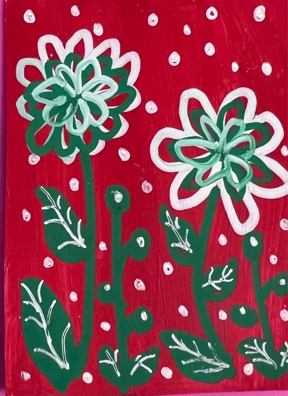 ACEO Art Card, Acrylic Marker, Flower Abstract, Card Stock Paper