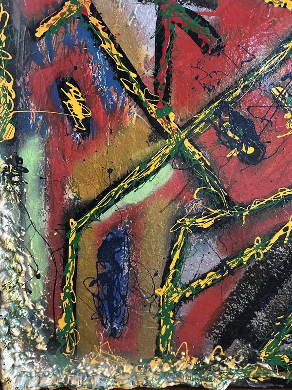 Abstract Painting Italian Artist Signed Titled On Verso Acrylic & Foam On Canvas gallery