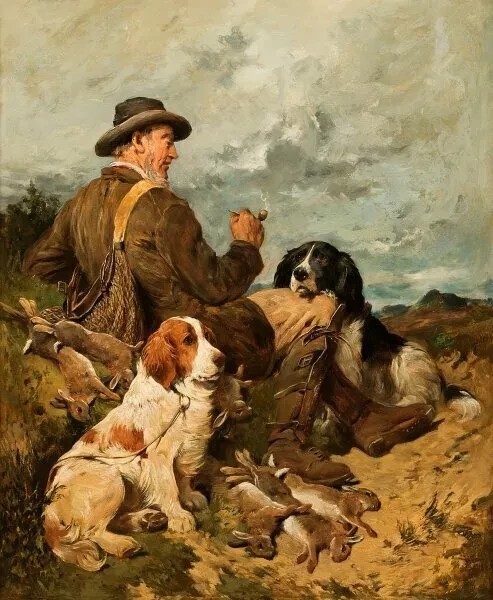 MQ1161 100% Handmade Painted Hunters and Hound Oil Painting Wall Canvas Art