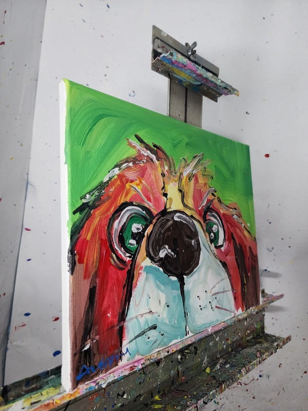 Aleph Original Art Dog 14x11 Abstract Expressionist Decor Painting Canvas gallery