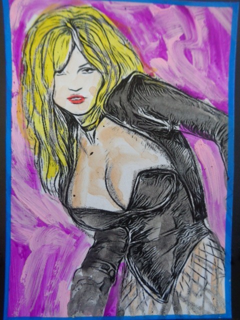 ATC ACEO – Sexy PAMELA ANDERSON Abstract Art