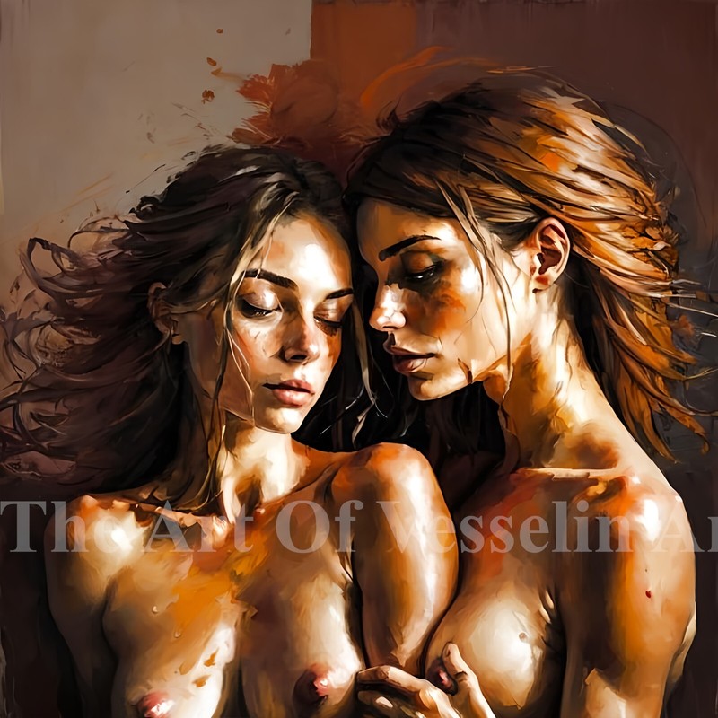 Female Printable Picture Download Digital Lesbian Couple Image Women LGBT Art
