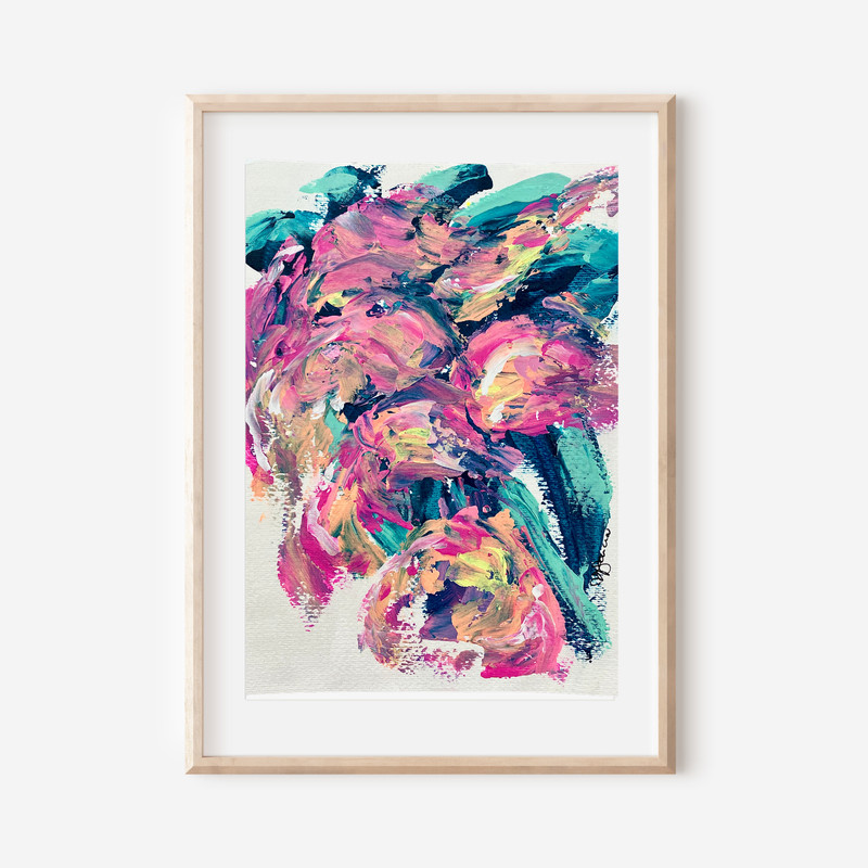 Abstract Florals in Bloom 9×12 Botanical Expressionist Original Painting Paper