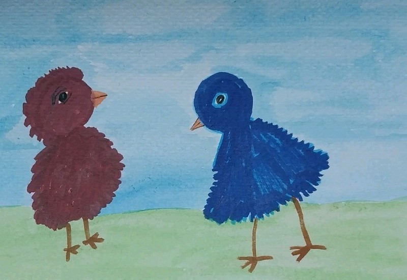 ORIGINAL IMPRESSIONISM Watercolor Painting 5X7 inch Birds Portrait Art Bird gallery