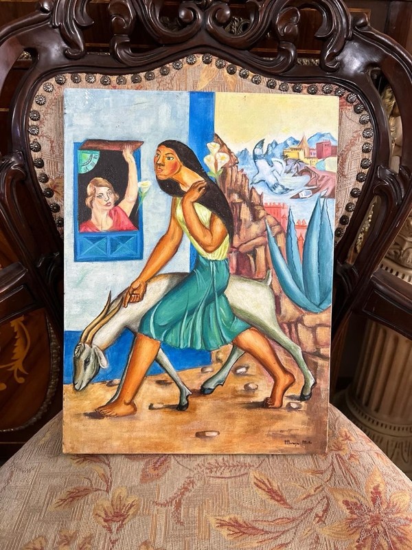 Maruja Mallo – Amazing Oil Painting – Surrealism Style – Signed – Stamped