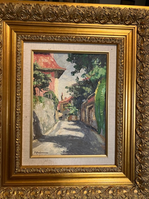 «The Vilage»Oil paint by Jean Berjonneau, France 1890 – 1972