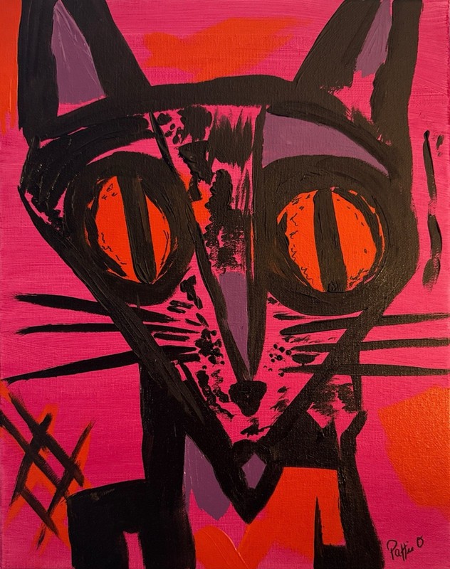 Neo-Expressionist Cat Portrait Original Art 14x11 Canvas Signed Home Wall Decor gallery