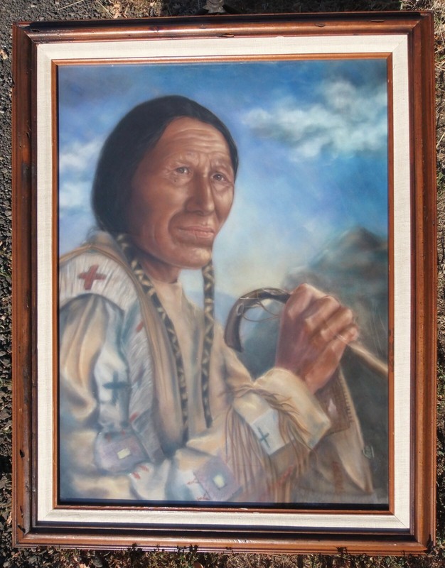 Southern Cheyenne HAYAHIVHA Native American In Beadwork Pastel Painting 24″ x18″