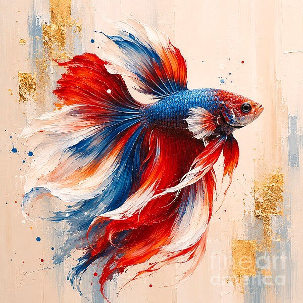 new handmade Painting on 16″*16″ canvas Betta Fish in Motion 1202 by Wendy