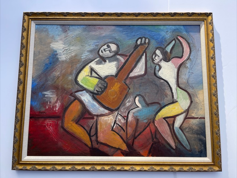 Jo Cain PAINTING ANTIQUE EXPRESSIONISM Mid Century NUDE AMERICAN CUBISM RARE
