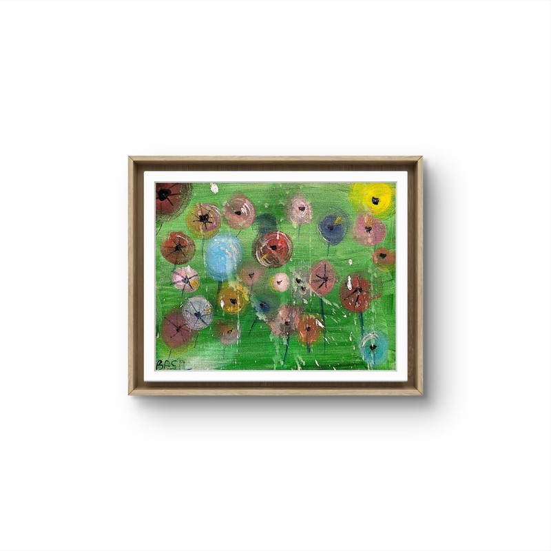 Garden Of Flowers Bold Color Modern Abstract Art Original Canvas 11x14 gallery