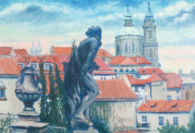 Karel Skala Prague St Nicholas Church Oil Painting Czech Cityscape gallery