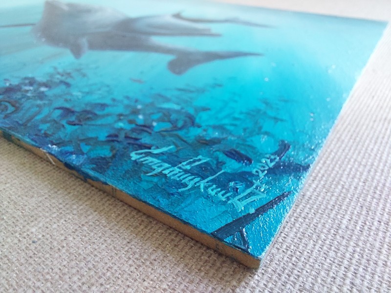Dolphin Oil painting. Pair of Dolphins, love in Turquoise Waters. Underwater Art gallery
