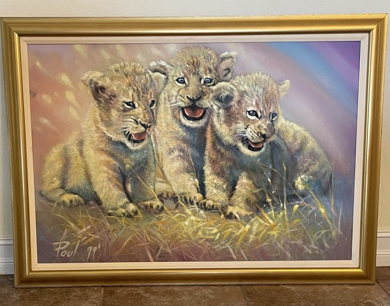 African Wildlife Safari Original Framed Oil Painting On Canvas By Paul Schmidt