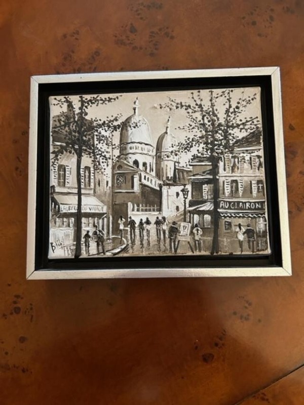 Original Oil on canvas painting of Sacre Coeur by Bilby Small Gem Pocker frame
